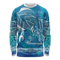 Kuri Dog Waka New Zealand Matariki Long Sleeve Shirt Ocean Sharks Maori Tattoo LT14 Unisex Blue - Polynesian Pride