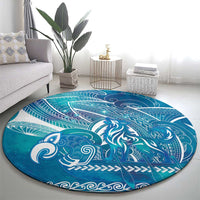 Kuri Dog Waka New Zealand Matariki Round Carpet Ocean Sharks Maori Tattoo
