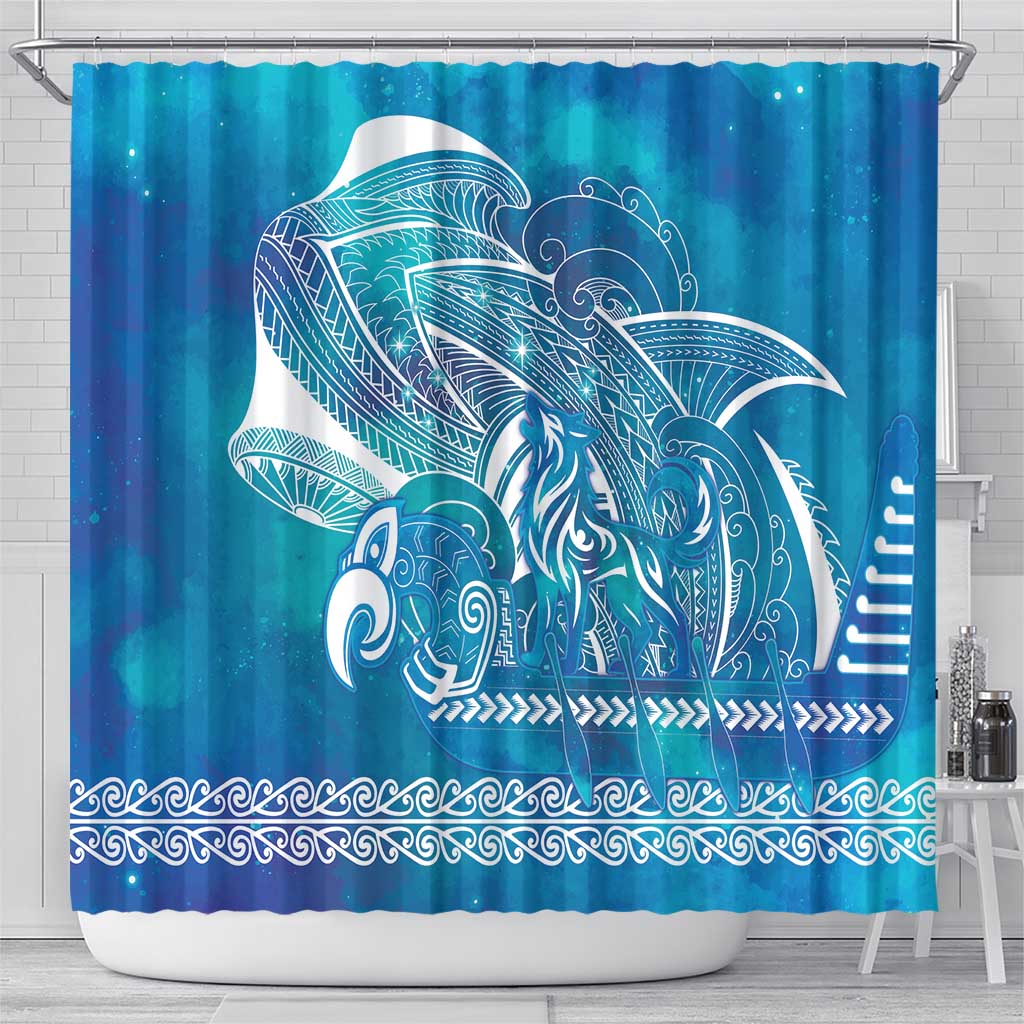 Kuri Dog Waka New Zealand Matariki Shower Curtain Ocean Sharks Maori Tattoo LT14 - Polynesian Pride