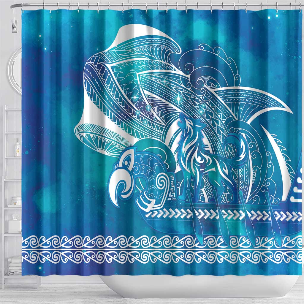 Kuri Dog Waka New Zealand Matariki Shower Curtain Ocean Sharks Maori Tattoo LT14 - Polynesian Pride