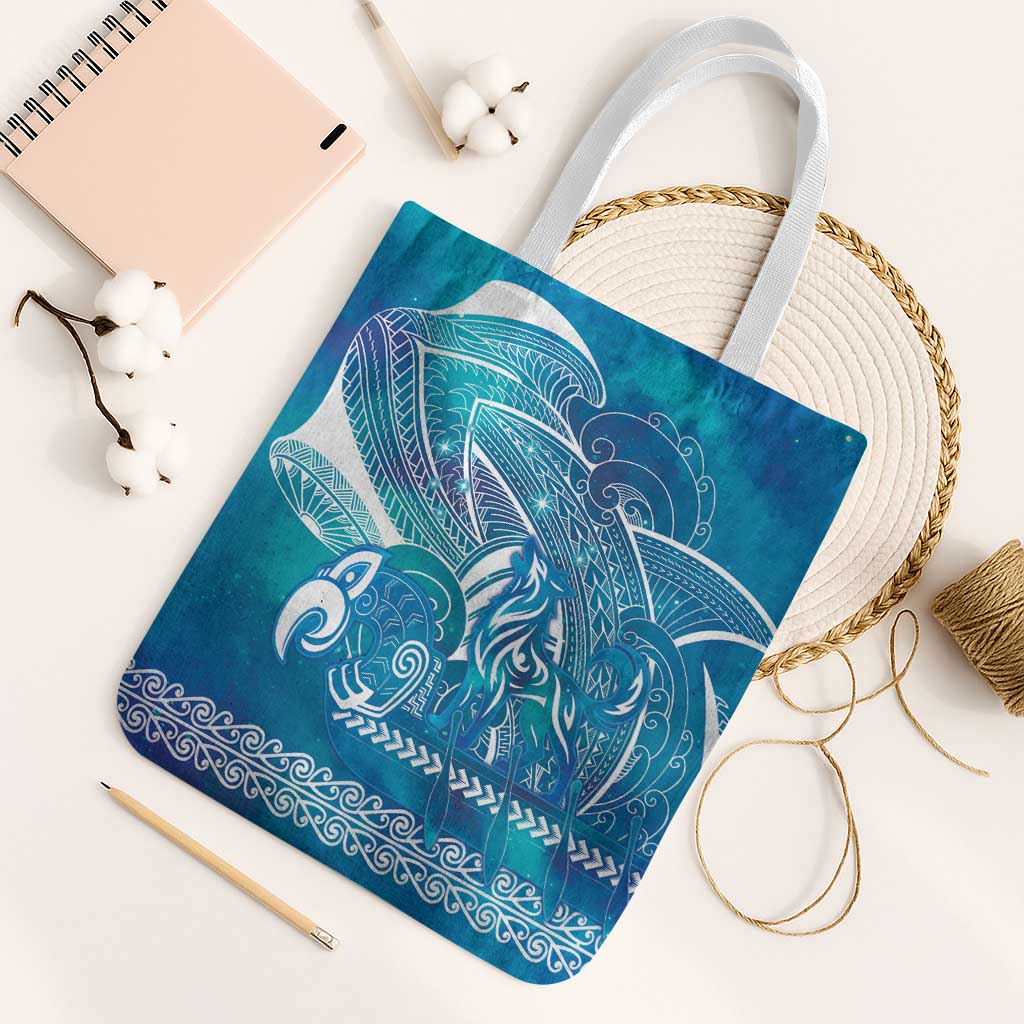 Kuri Dog Waka New Zealand Matariki Tote Bag Ocean Sharks Maori Tattoo LT14 White Strap One Size Blue - Polynesian Pride