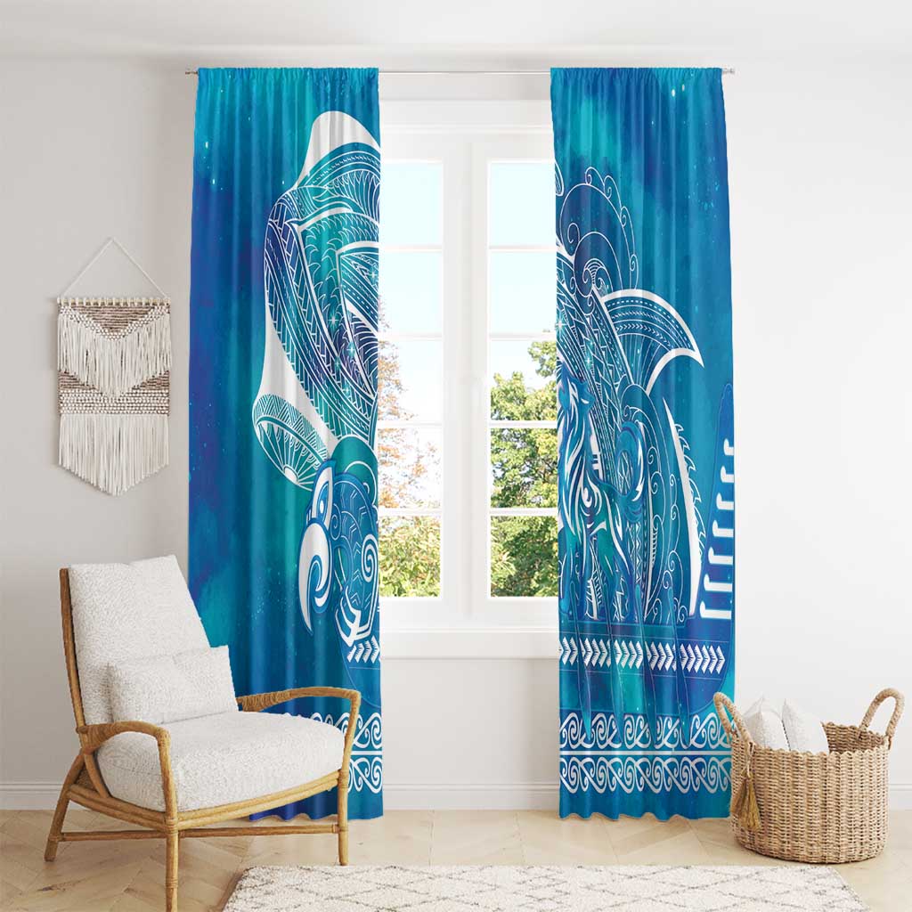 Kuri Dog Waka New Zealand Matariki Window Curtain Ocean Sharks Maori Tattoo