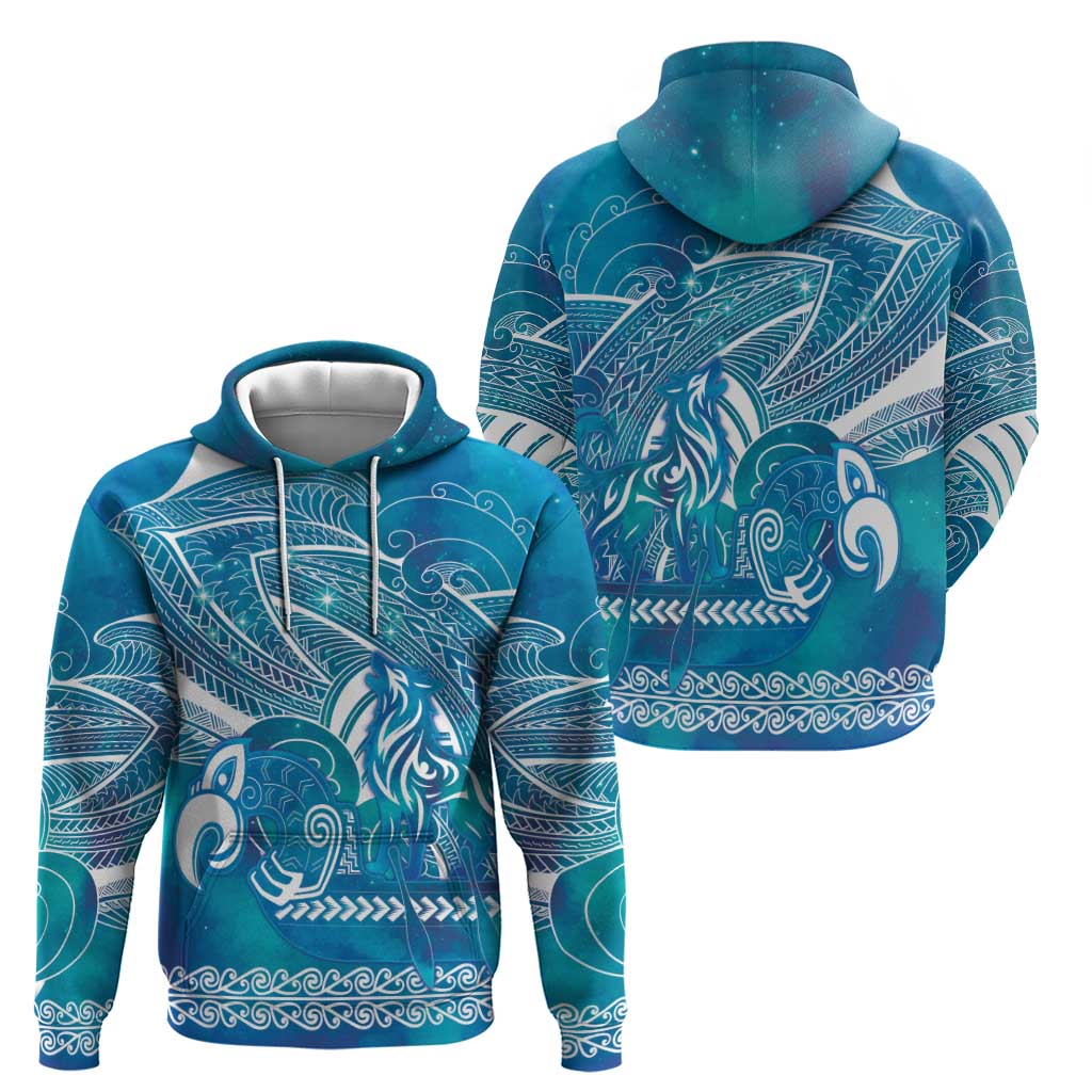 Kuri Dog Waka New Zealand Matariki Zip Hoodie Ocean Sharks Maori Tattoo LT14 - Polynesian Pride
