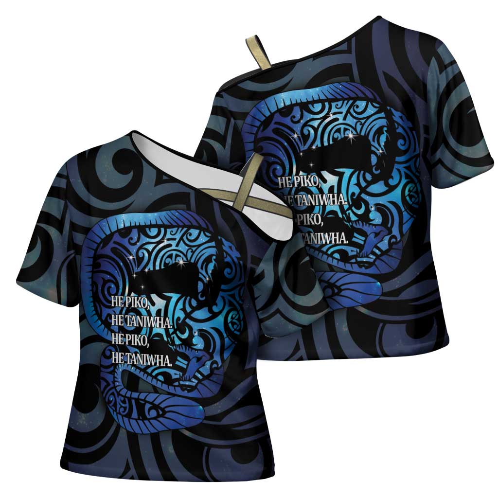Tuna Eel New Zealand Matariki Cross Shoulder Shirt He Piko He Taniwha Maori Pattern