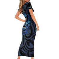 Tuna Eel New Zealand Matariki Family Matching Short Sleeve Bodycon Dress and Hawaiian Shirt He Piko He Taniwha Maori Pattern LT14 - Polynesian Pride