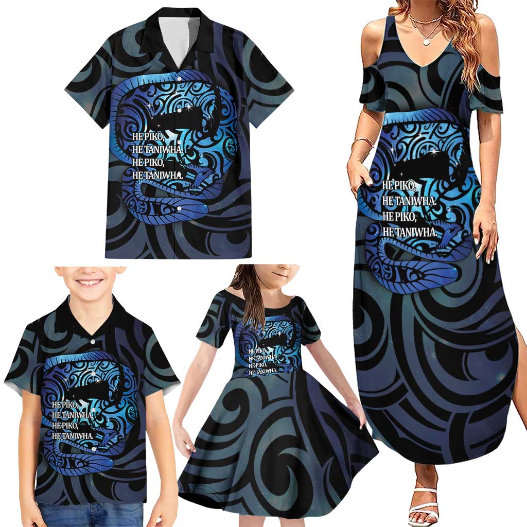 Tuna Eel New Zealand Matariki Family Matching Summer Maxi Dress and Hawaiian Shirt He Piko He Taniwha Maori Pattern LT14 - Polynesian Pride