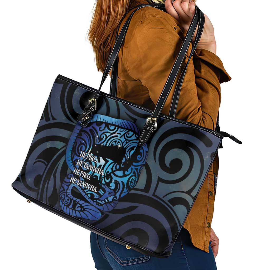 Tuna Eel New Zealand Matariki Leather Tote Bag He Piko He Taniwha Maori Pattern
