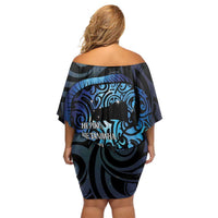 Tuna Eel New Zealand Matariki Off Shoulder Short Dress He Piko He Taniwha Maori Pattern
