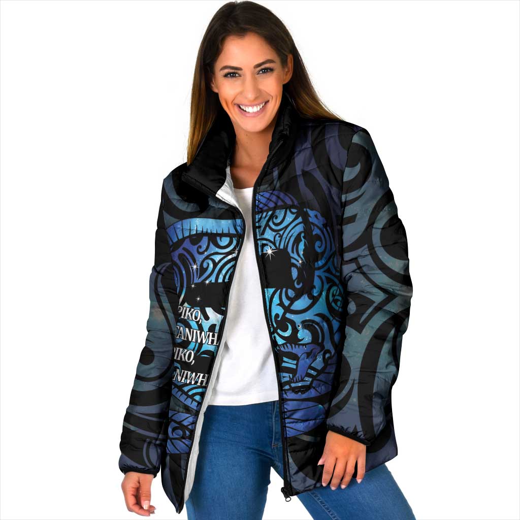 Tuna Eel New Zealand Matariki Padded Jacket He Piko He Taniwha Maori Pattern