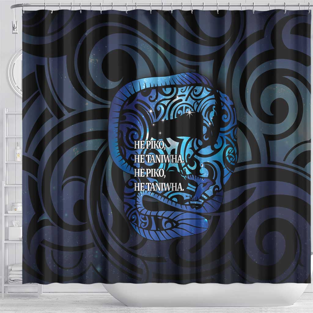 Tuna Eel New Zealand Matariki Shower Curtain He Piko He Taniwha Maori Pattern