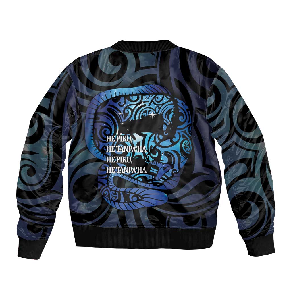 Tuna Eel New Zealand Matariki Sleeve Zip Bomber Jacket He Piko He Taniwha Maori Pattern