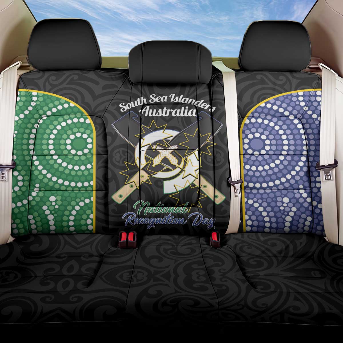 Personalised South Sea Islanders National Recognition Day Back Car Seat Cover Australia Aboriginal Vanuatu Pig Tusk