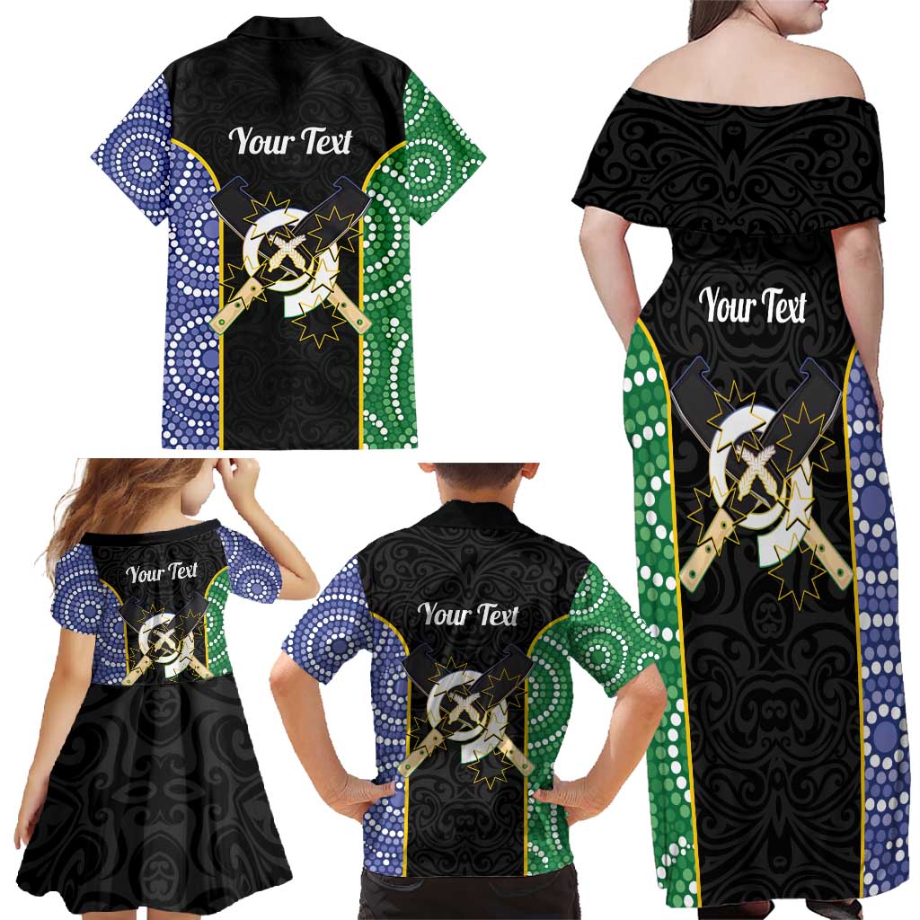 Personalised South Sea Islanders National Recognition Day Family Matching Off Shoulder Maxi Dress and Hawaiian Shirt Australia Aboriginal Vanuatu Pig Tusk LT14 - Polynesian Pride