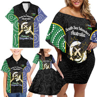 Personalised South Sea Islanders National Recognition Day Family Matching Off Shoulder Short Dress and Hawaiian Shirt Australia Aboriginal Vanuatu Pig Tusk LT14 - Polynesian Pride
