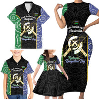 Personalised South Sea Islanders National Recognition Day Family Matching Short Sleeve Bodycon Dress and Hawaiian Shirt Australia Aboriginal Vanuatu Pig Tusk