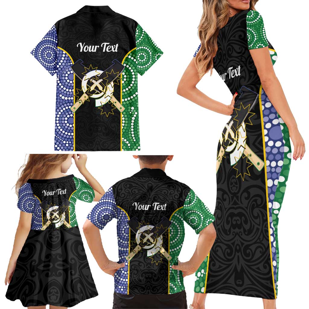 Personalised South Sea Islanders National Recognition Day Family Matching Short Sleeve Bodycon Dress and Hawaiian Shirt Australia Aboriginal Vanuatu Pig Tusk