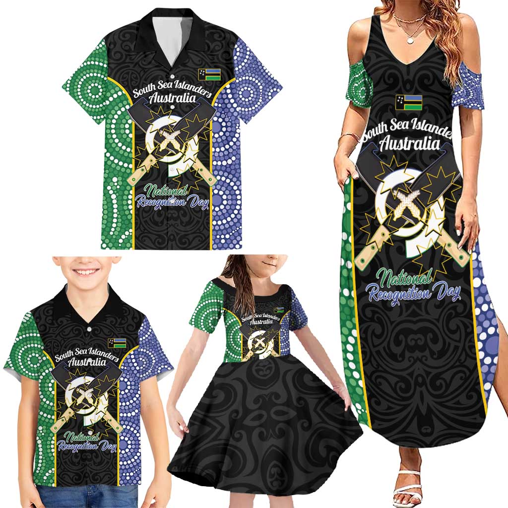 Personalised South Sea Islanders National Recognition Day Family Matching Summer Maxi Dress and Hawaiian Shirt Australia Aboriginal Vanuatu Pig Tusk