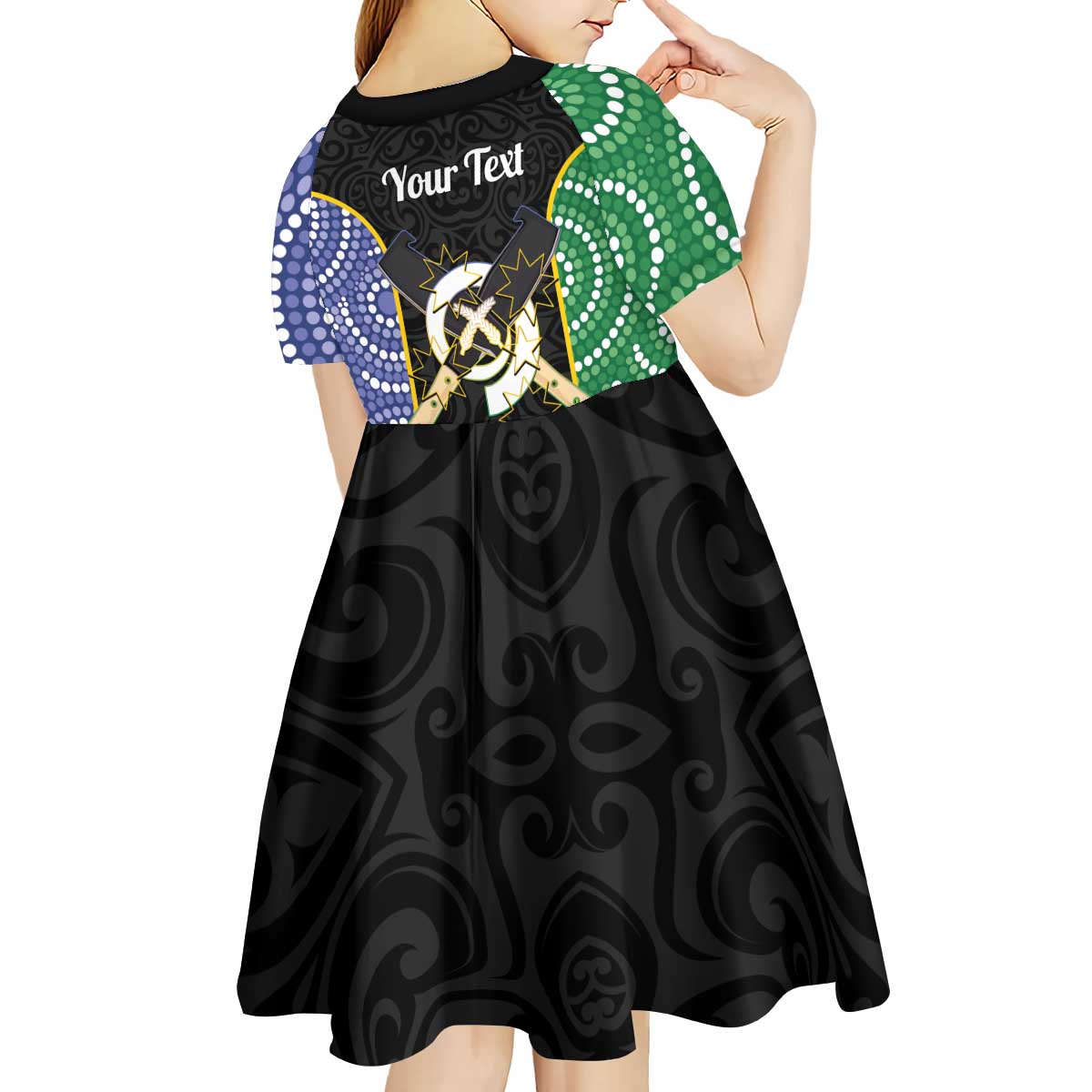 Personalised South Sea Islanders National Recognition Day Kid Short Sleeve Dress Australia Aboriginal Vanuatu Pig Tusk