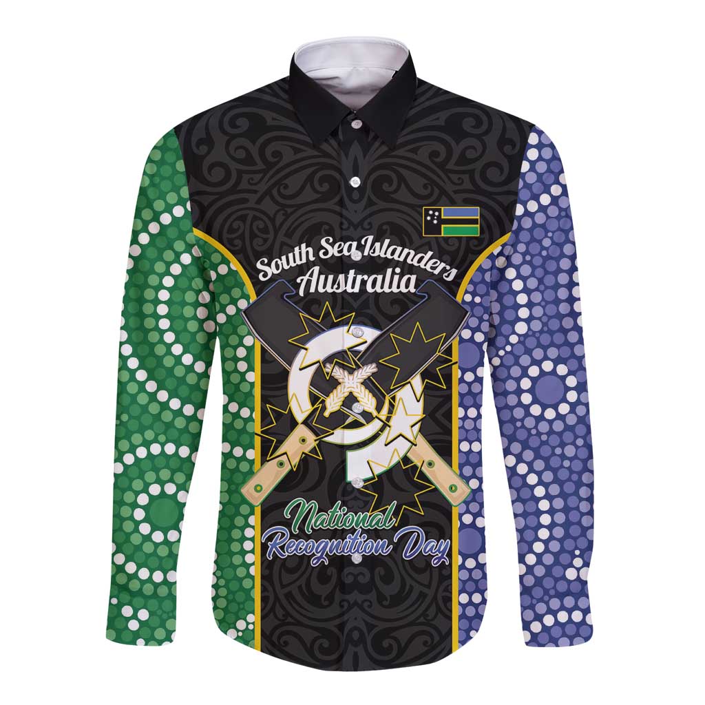 Personalised South Sea Islanders National Recognition Day Long Sleeve Button Shirt Australia Aboriginal Vanuatu Pig Tusk