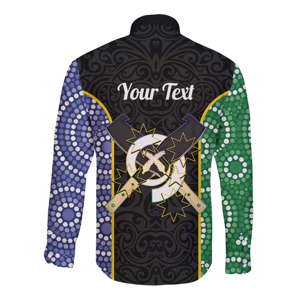 Personalised South Sea Islanders National Recognition Day Long Sleeve Button Shirt Australia Aboriginal Vanuatu Pig Tusk