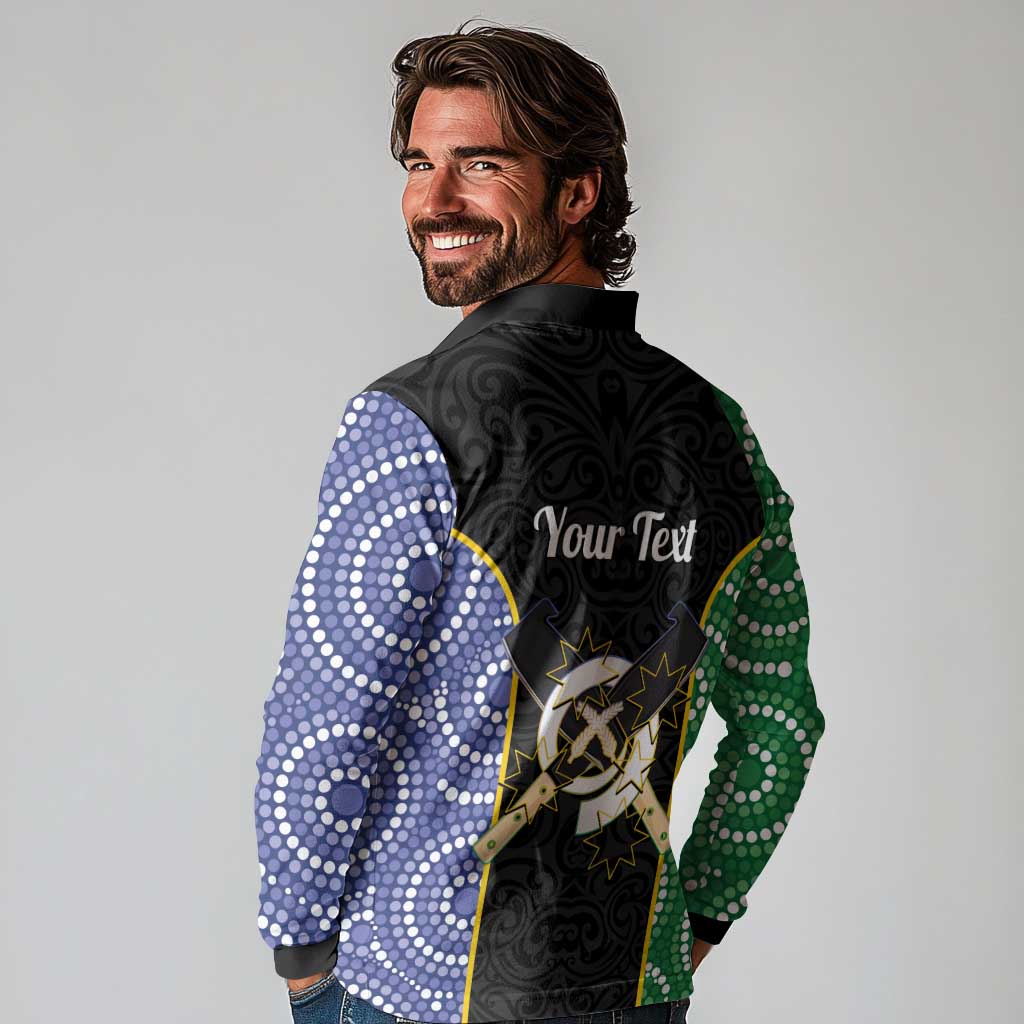 Personalised South Sea Islanders National Recognition Day Long Sleeve Polo Shirt Australia Aboriginal Vanuatu Pig Tusk