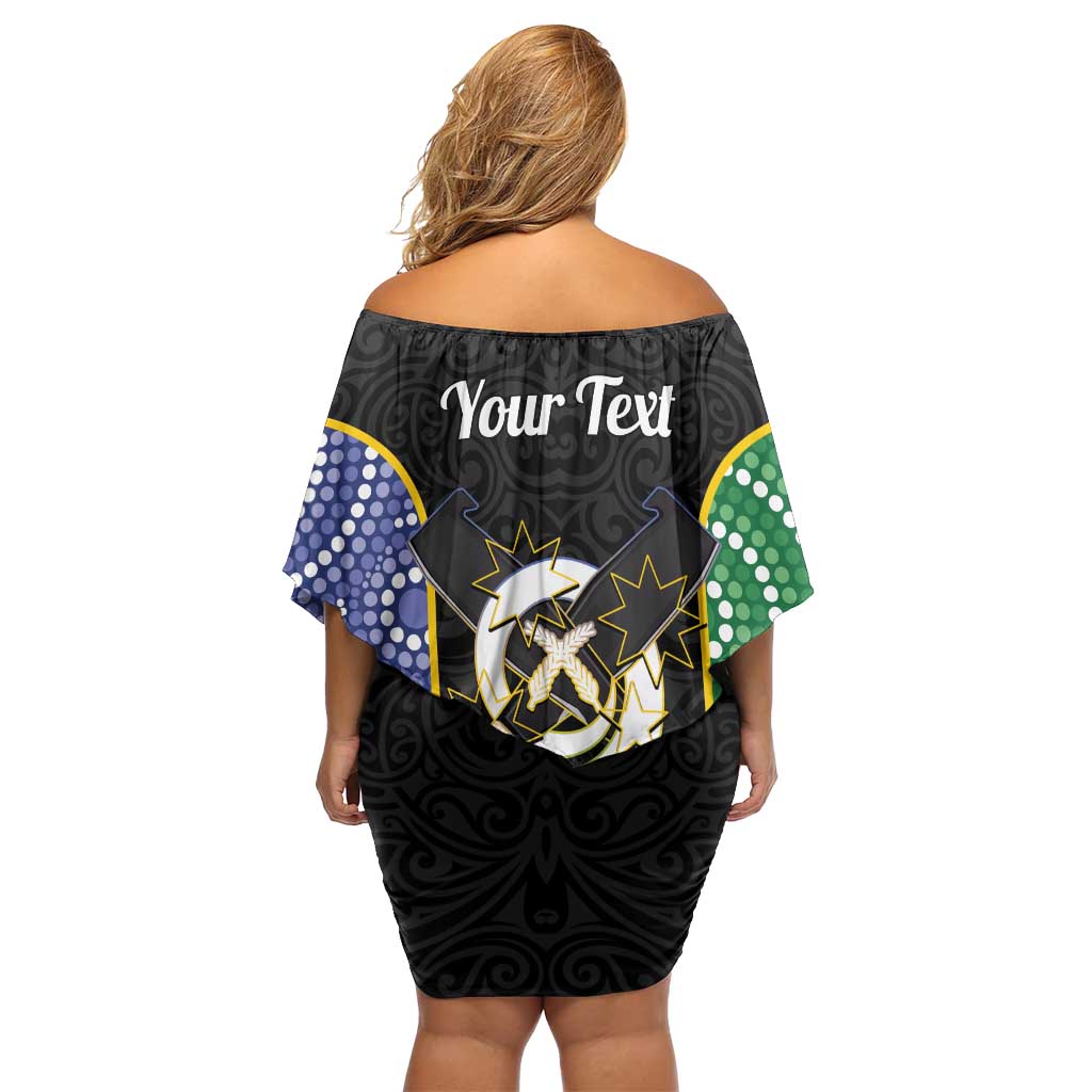 Personalised South Sea Islanders National Recognition Day Off Shoulder Short Dress Australia Aboriginal Vanuatu Pig Tusk