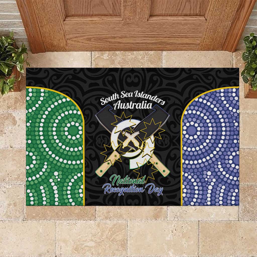 Personalised South Sea Islanders National Recognition Day Rubber Doormat Australia Aboriginal Vanuatu Pig Tusk