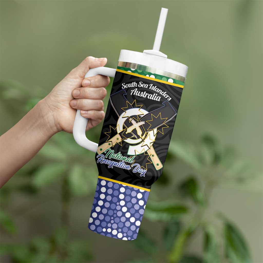 Personalised South Sea Islanders National Recognition Day Tumbler With Handle Australia Aboriginal Vanuatu Pig Tusk