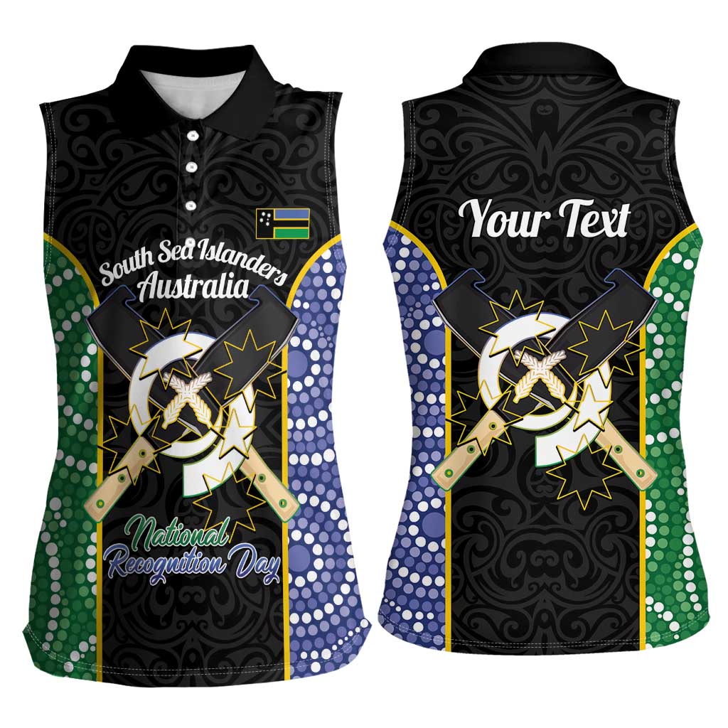 Personalised South Sea Islanders National Recognition Day Women Sleeveless Polo Shirt Australia Aboriginal Vanuatu Pig Tusk LT14 - Polynesian Pride