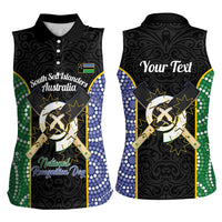 Personalised South Sea Islanders National Recognition Day Women Sleeveless Polo Shirt Australia Aboriginal Vanuatu Pig Tusk LT14 - Polynesian Pride