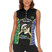 Personalised South Sea Islanders National Recognition Day Women Sleeveless Polo Shirt Australia Aboriginal Vanuatu Pig Tusk LT14 - Polynesian Pride