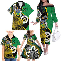 Australian South Sea Islanders National Recognition Day Family Matching Off The Shoulder Long Sleeve Dress and Hawaiian Shirt Solomon Islands And Vanuatu Culture