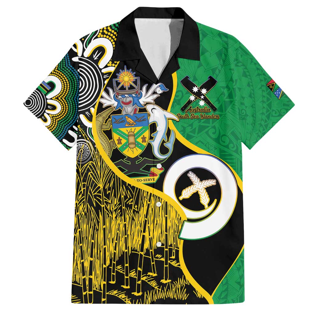 Australian South Sea Islanders National Recognition Day Family Matching Off Shoulder Short Dress and Hawaiian Shirt Solomon Islands And Vanuatu Culture LT14 Dad's Shirt - Short Sleeve Black - Polynesian Pride
