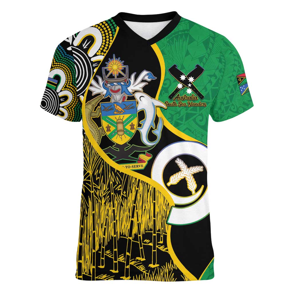 Australian South Sea Islanders National Recognition Day Women V-Neck T-Shirt Solomon Islands And Vanuatu Culture