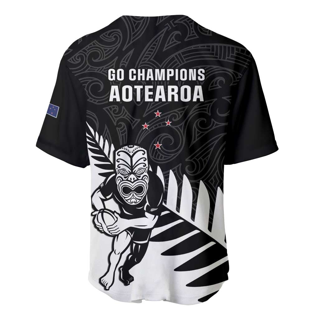 New Zealand Silver Fern Rugby Baseball Jersey All Black Go Champions Maori Pattern LT14