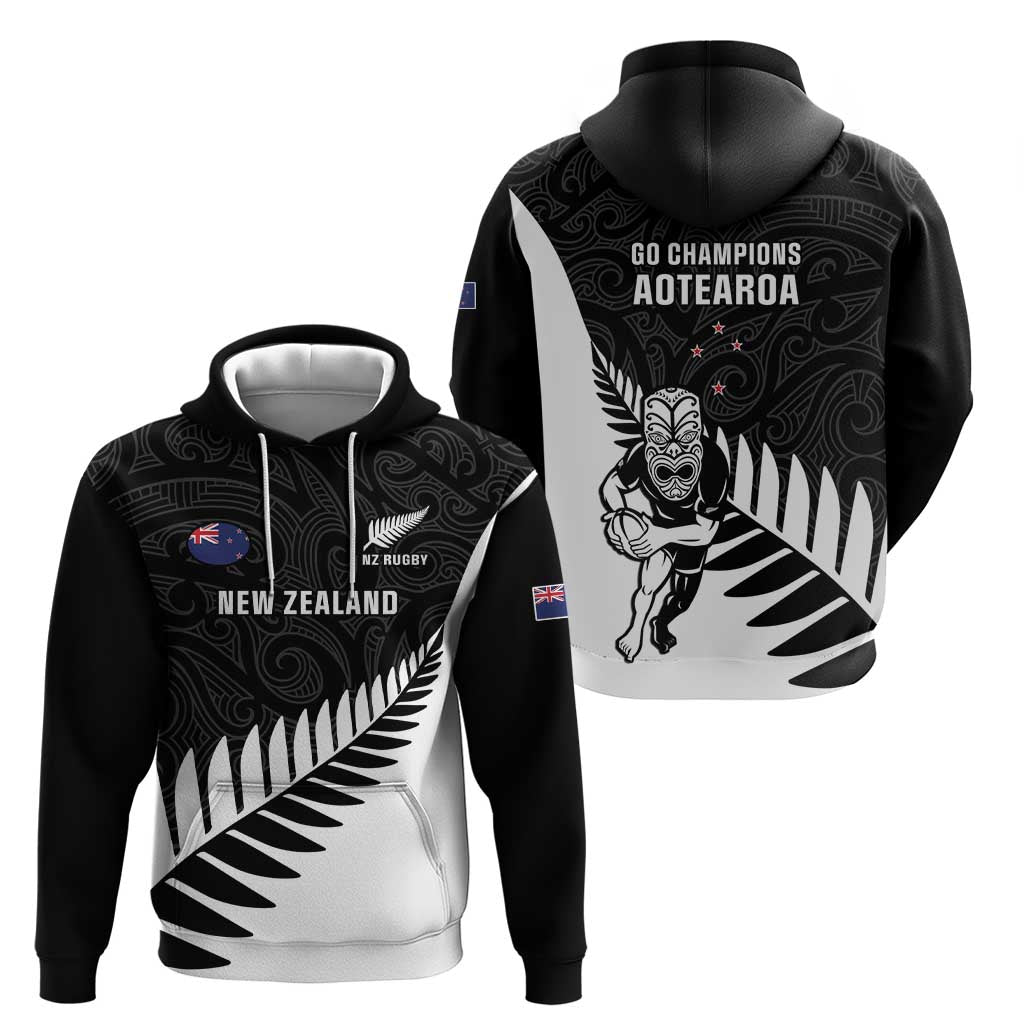 New Zealand Silver Fern Rugby Hoodie All Black Go Champions Maori Pattern LT14