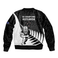 New Zealand Silver Fern Rugby Sleeve Zip Bomber Jacket All Black Go Champions Maori Pattern LT14