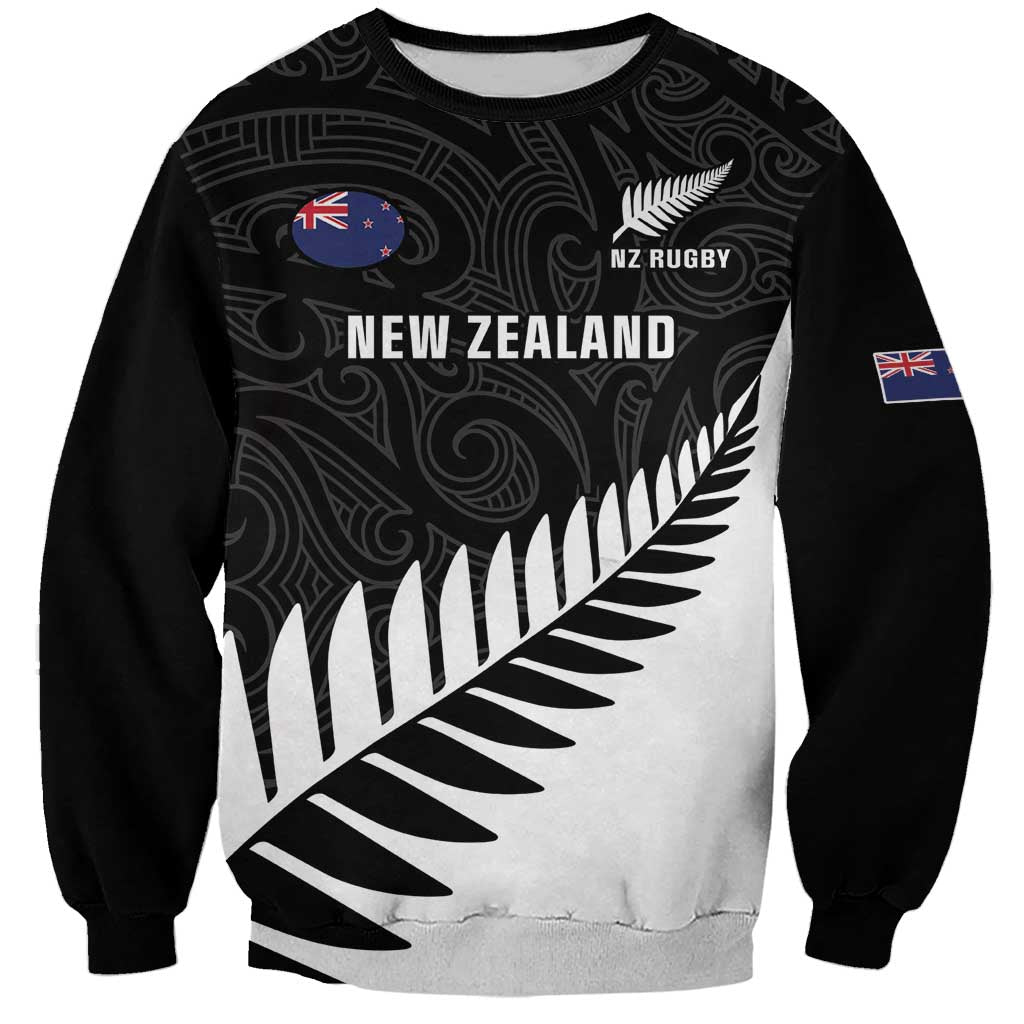 New Zealand Silver Fern Rugby Sweatshirt All Black Go Champions Maori Pattern LT14
