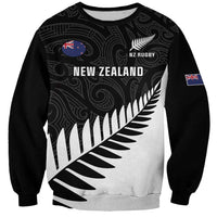 New Zealand Silver Fern Rugby Sweatshirt All Black Go Champions Maori Pattern LT14