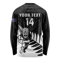 Personalised New Zealand Silver Fern Rugby Long Sleeve Shirt All Black Go Champions Maori Pattern LT14