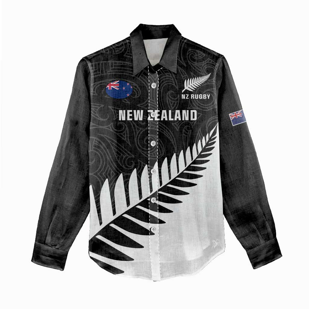 Personalised New Zealand Silver Fern Rugby Women Casual Shirt All Black Go Champions Maori Pattern LT14