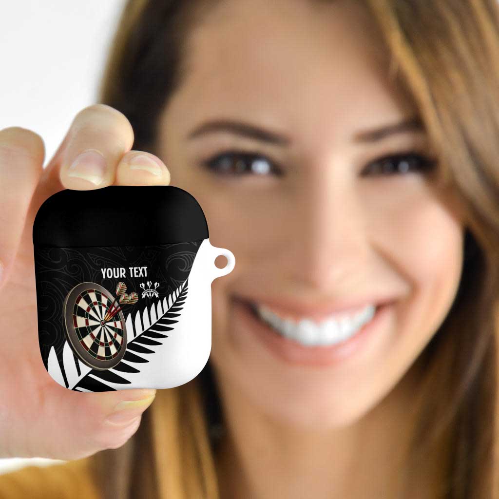 Personalised New Zealand Darts AirPods Case Silver Fern Aotearoa Maori Pattern - Polynesian Pride