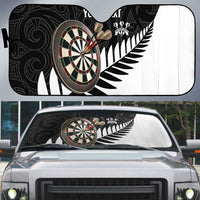 Personalised New Zealand Darts Auto Sun Shade Silver Fern Aotearoa Maori Pattern - Polynesian Pride