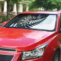 Personalised New Zealand Darts Auto Sun Shade Silver Fern Aotearoa Maori Pattern - Polynesian Pride