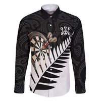 Personalised New Zealand Darts Family Matching Off Shoulder Maxi Dress and Hawaiian Shirt Silver Fern Aotearoa Maori Pattern - Polynesian Pride