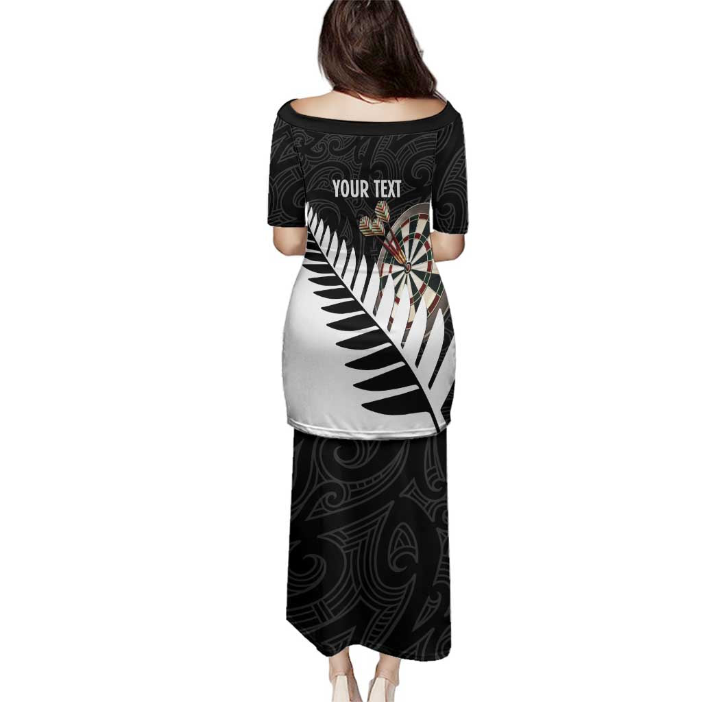 Personalised New Zealand Darts Family Matching Puletasi and Hawaiian Shirt Silver Fern Aotearoa Maori Pattern - Polynesian Pride