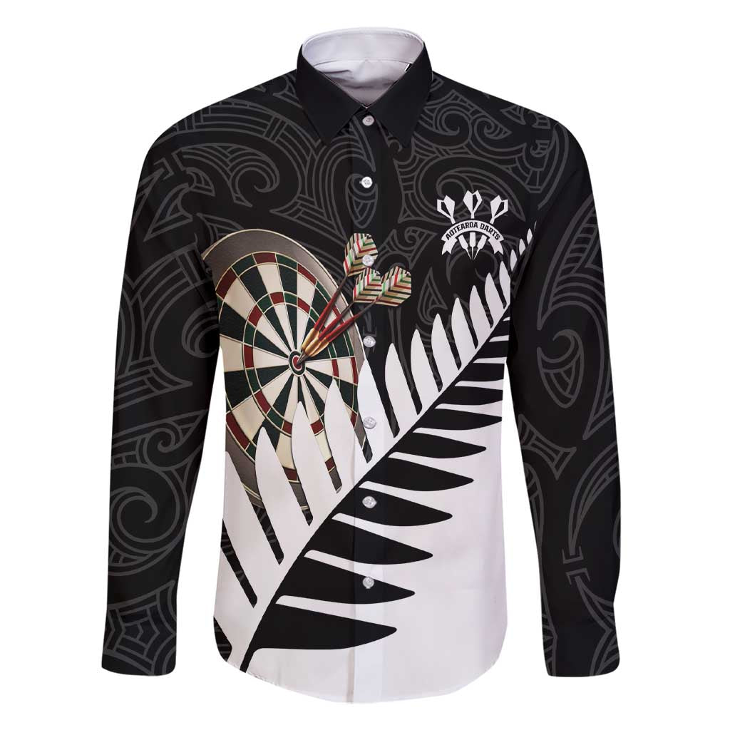 Personalised New Zealand Darts Family Matching Short Sleeve Bodycon Dress and Hawaiian Shirt Silver Fern Aotearoa Maori Pattern - Polynesian Pride