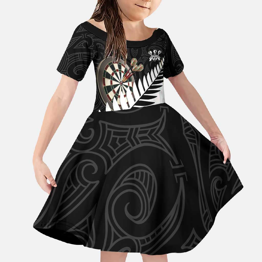 Personalised New Zealand Darts Family Matching Summer Maxi Dress and Hawaiian Shirt Silver Fern Aotearoa Maori Pattern - Polynesian Pride