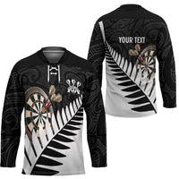 Personalised New Zealand Darts Hockey Jersey Silver Fern Aotearoa Maori Pattern - Polynesian Pride