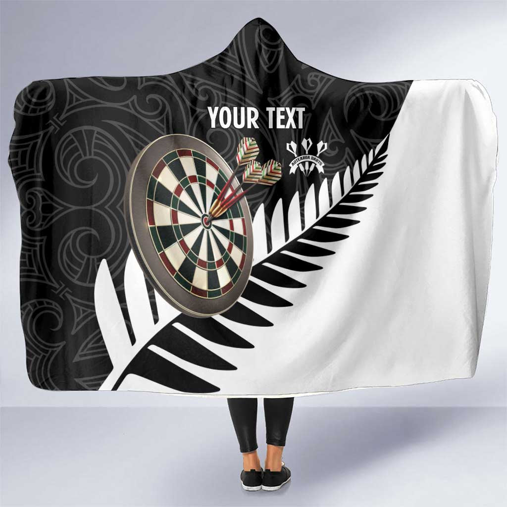 Personalised New Zealand Darts Hooded Blanket Silver Fern Aotearoa Maori Pattern - Polynesian Pride